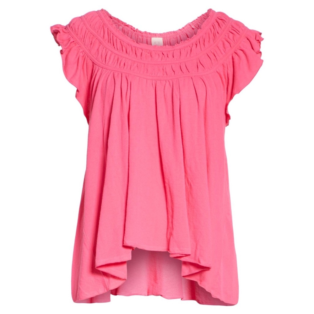 NWT FREE PEOPLE Ruffled Coconut Gathered Top - Picture 4 of 4